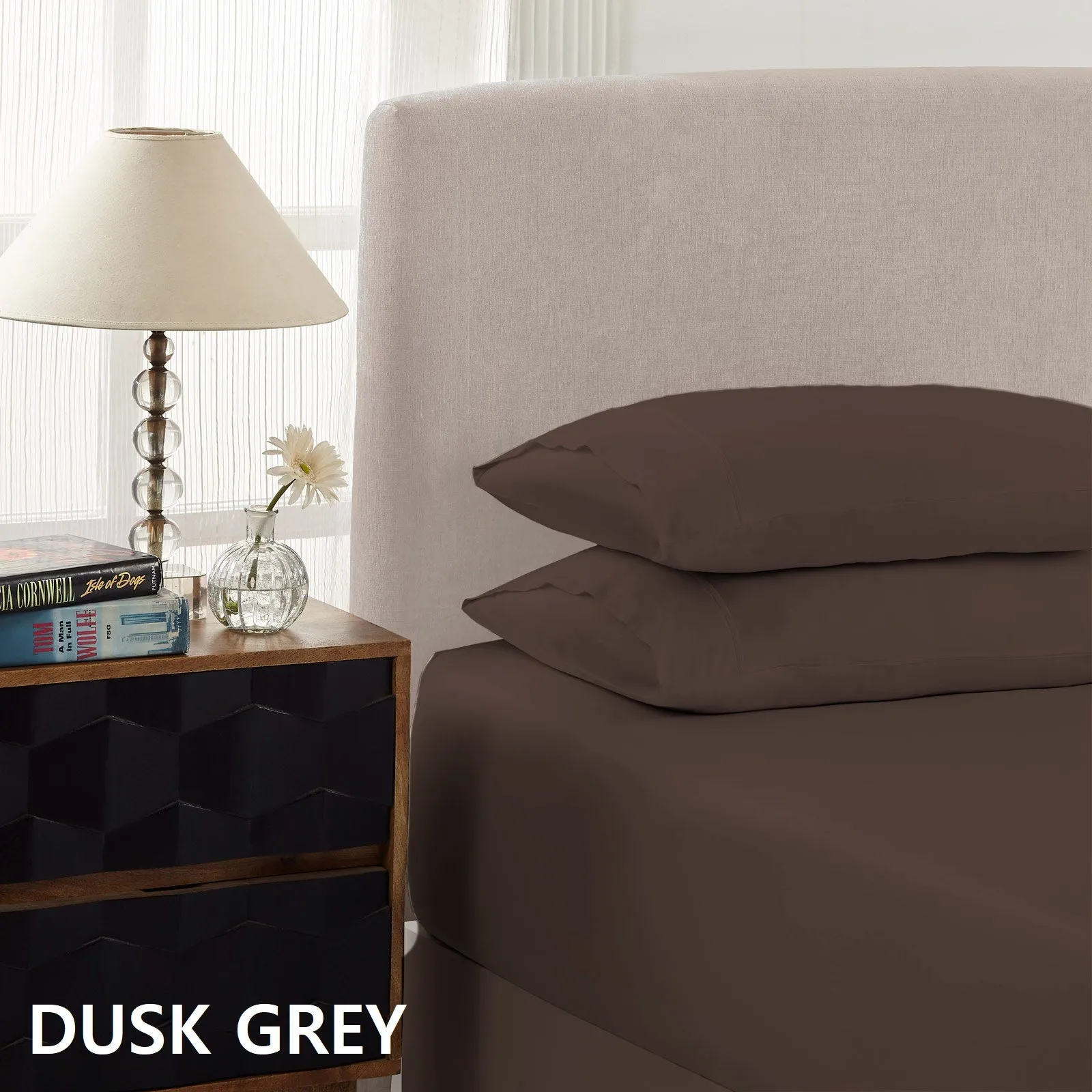 1500 Thread Count Cotton Rich Sheet Set | Ultra Soft Bedding | 3 Piece | Double | Dusk Grey
