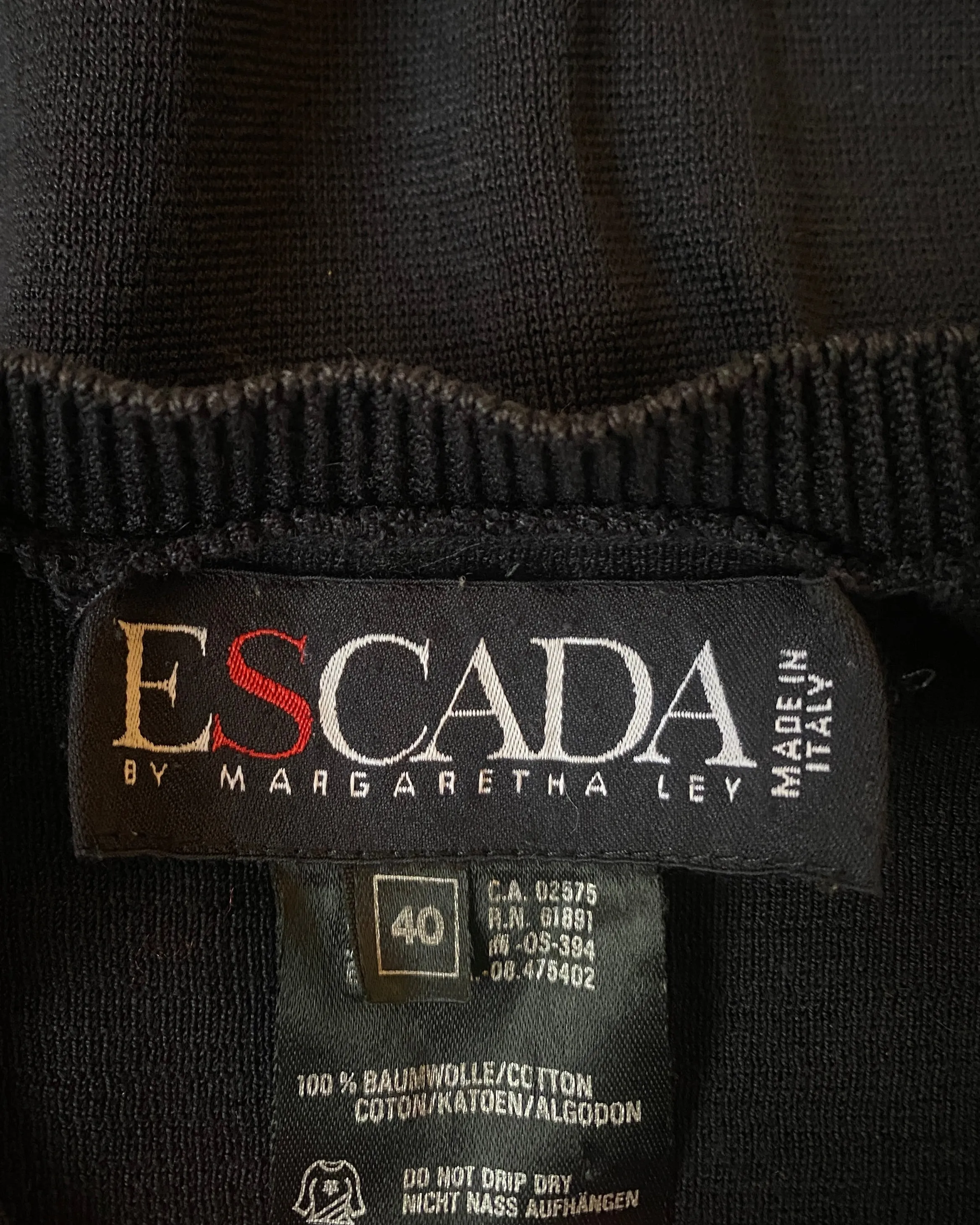 1990s Escada Navy Embroidered Fruit Salad Top