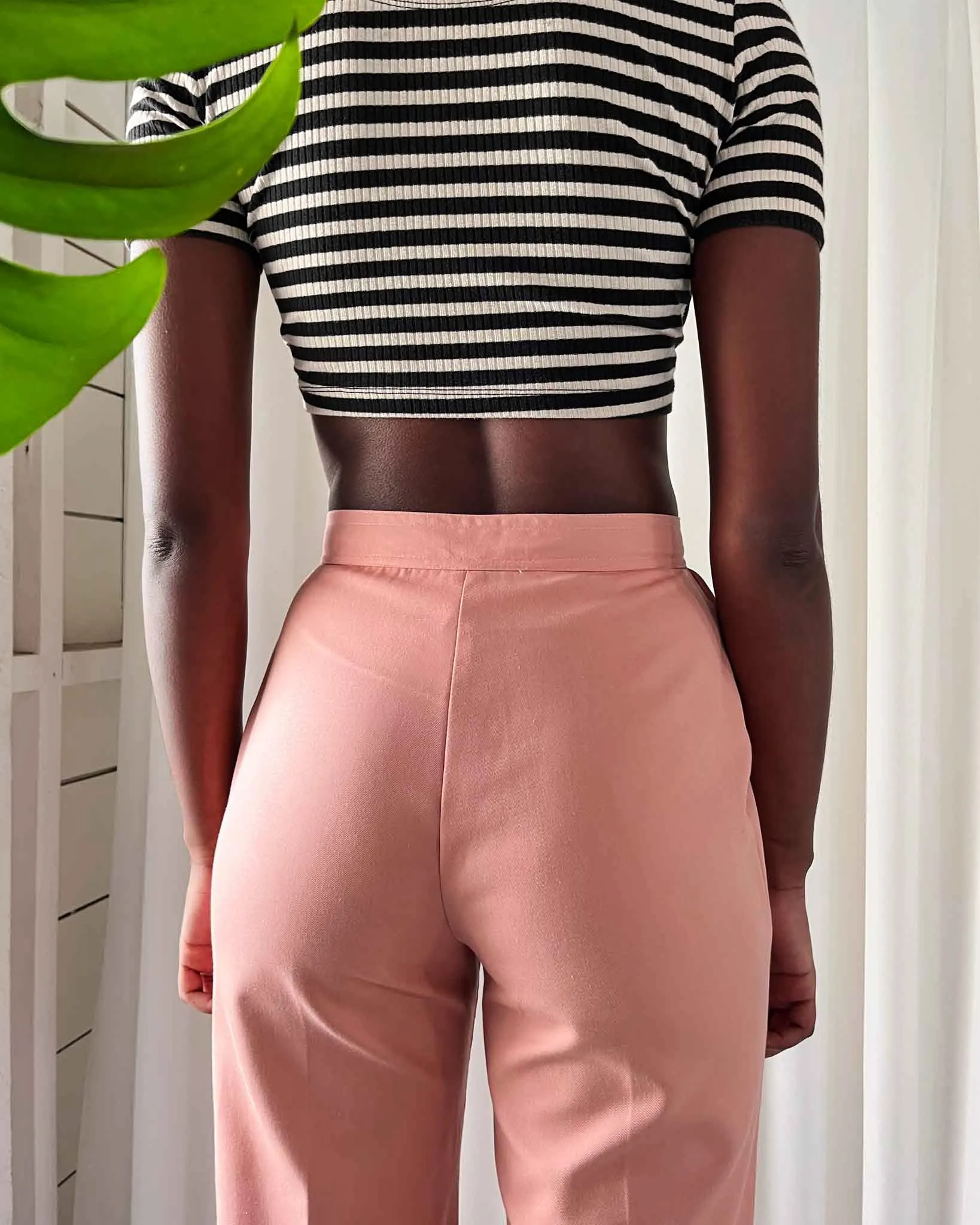 70s Pink Cotton Pant Suit | S
