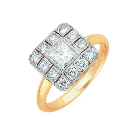 Art Deco Style Princess Cut Diamond Ring   WPR15
