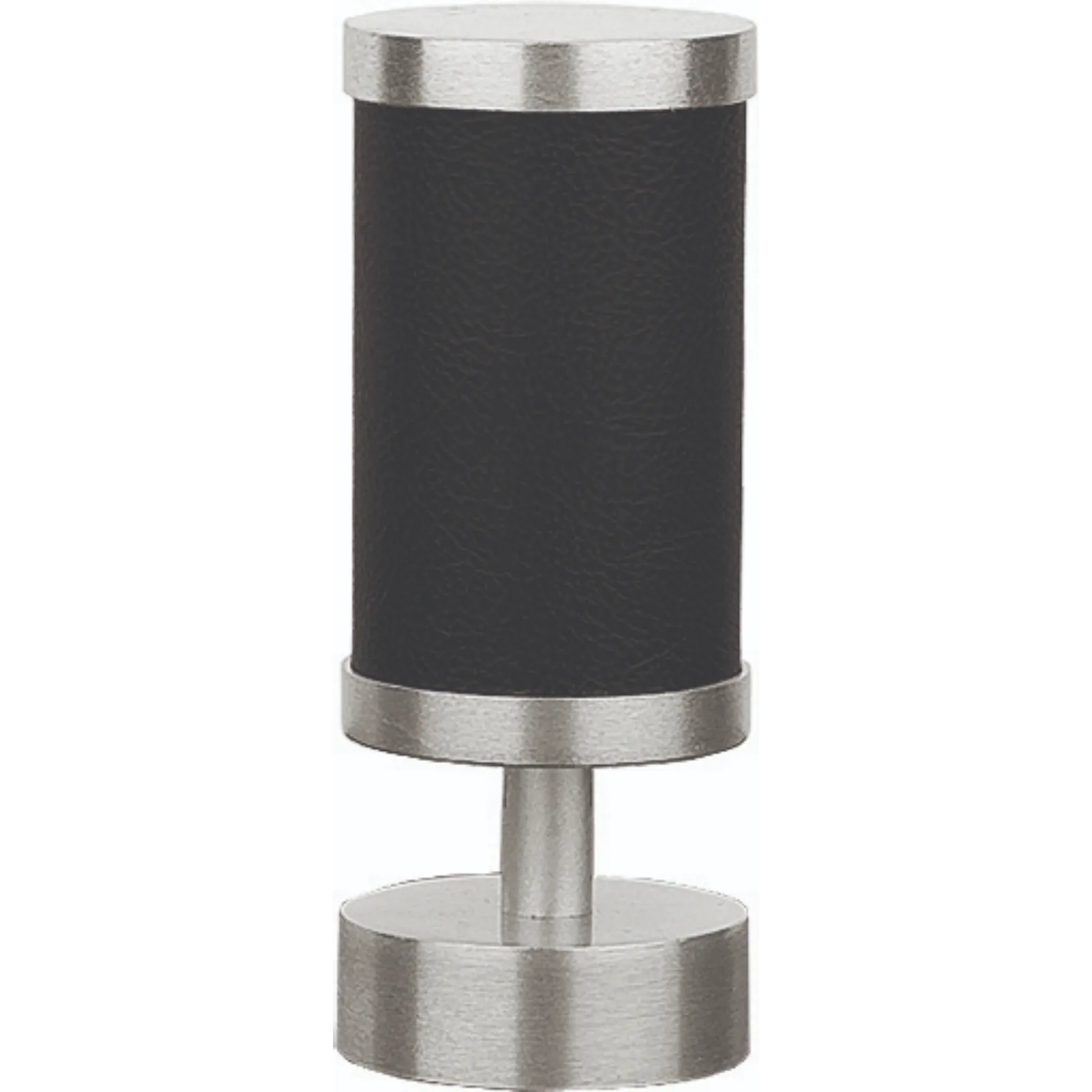 Black Leather Round Finial-stain Steel