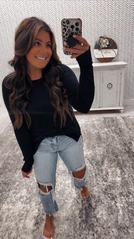 Black Lightweight Sweater Top