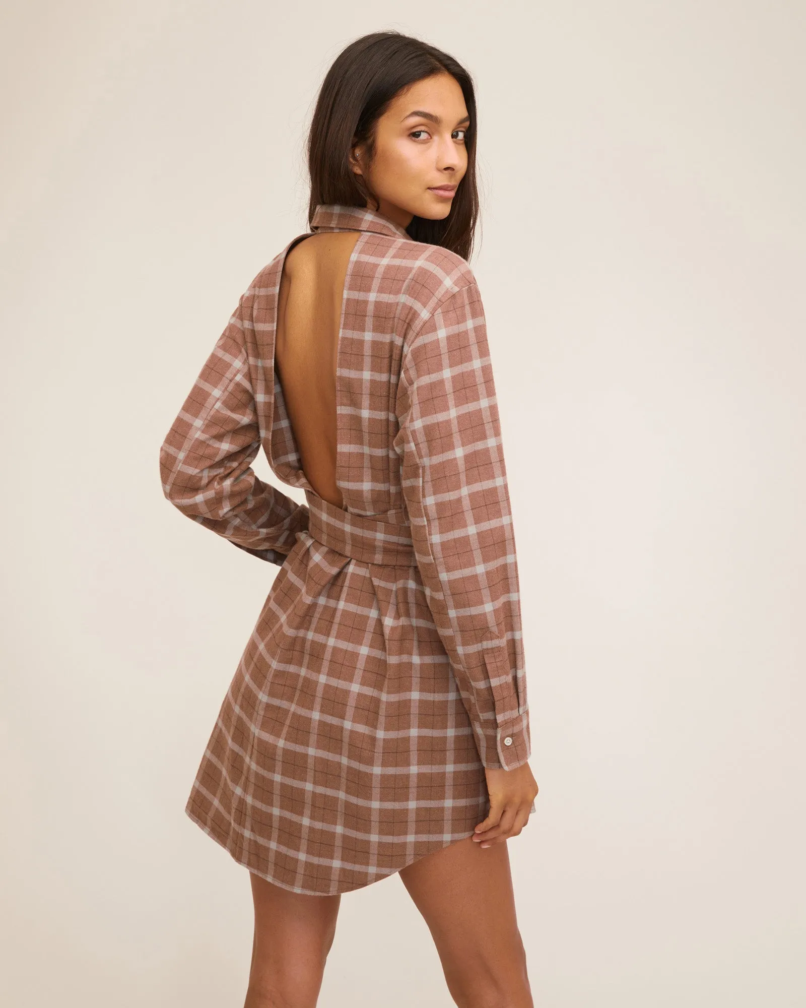 Brett Lightweight Flannel U-Back Mini Dress
