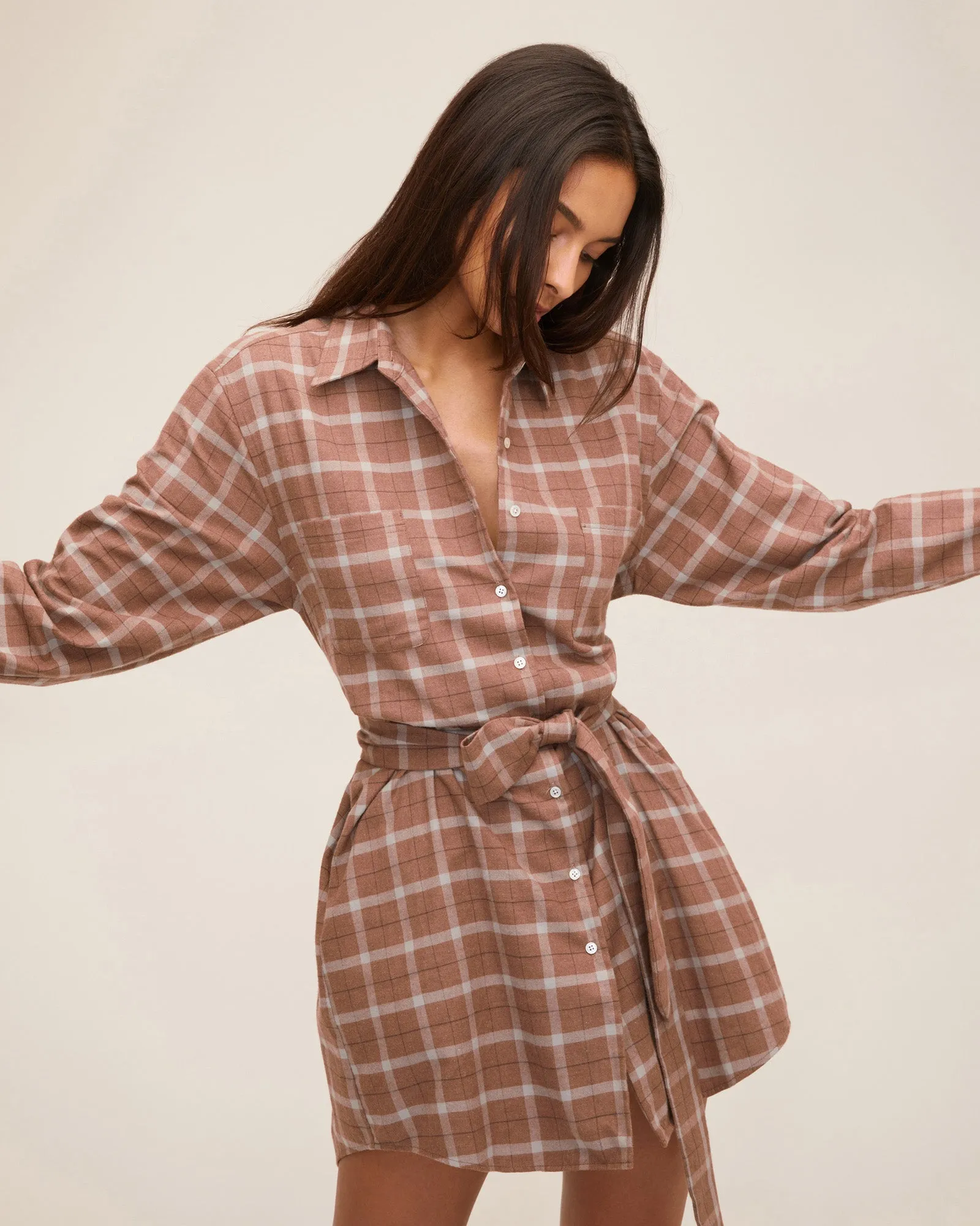 Brett Lightweight Flannel U-Back Mini Dress