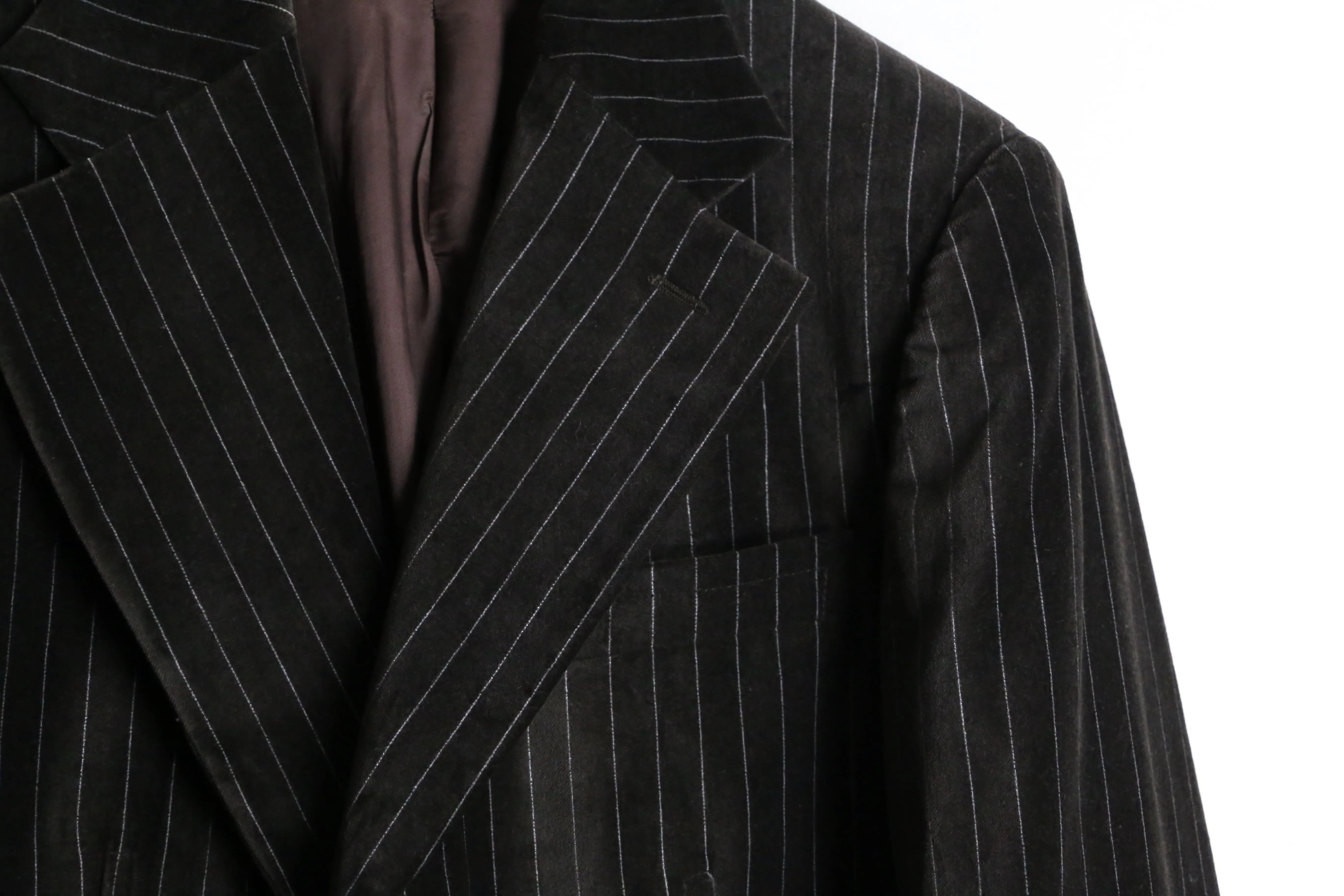 brown stripe velour single tailored jacket