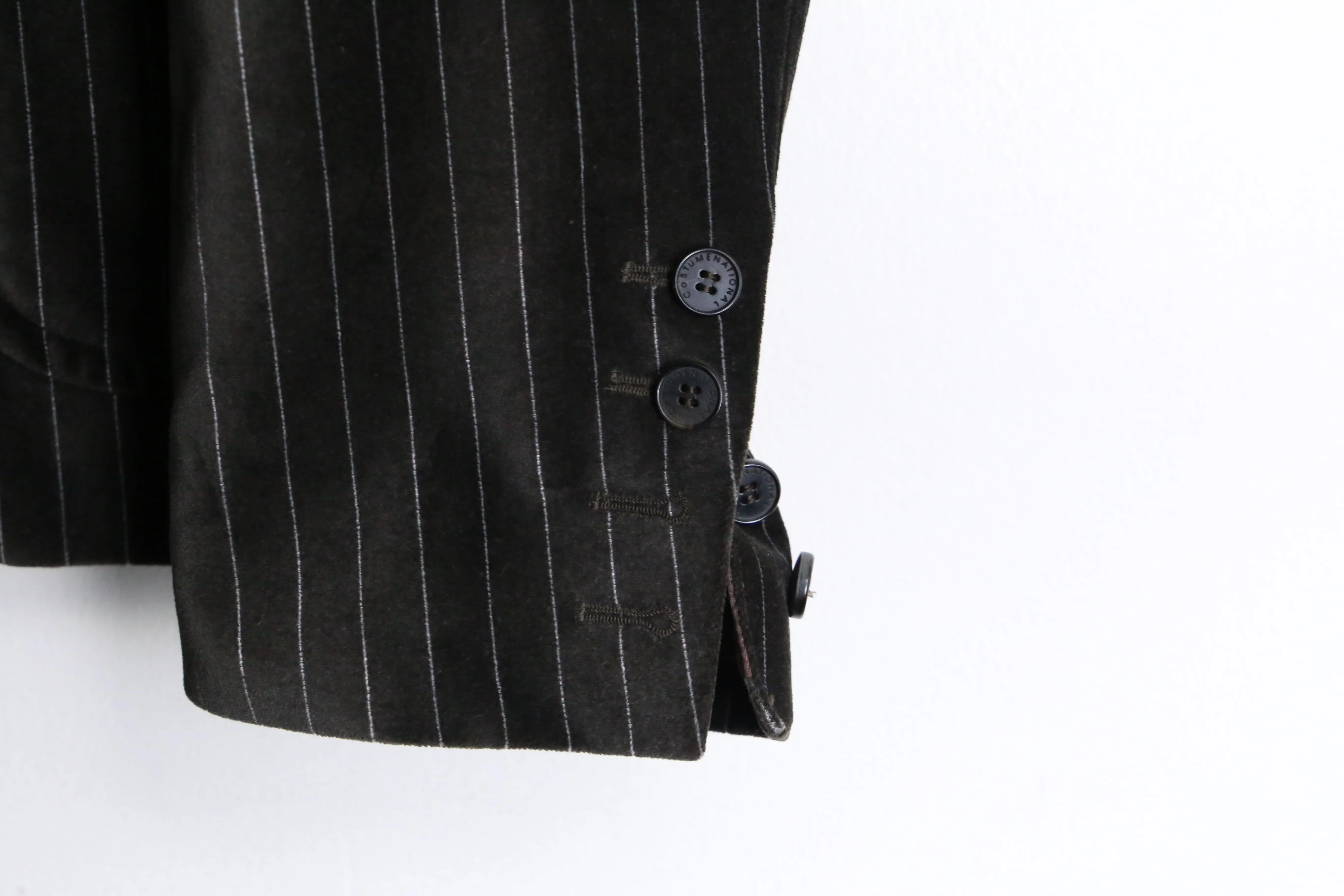 brown stripe velour single tailored jacket