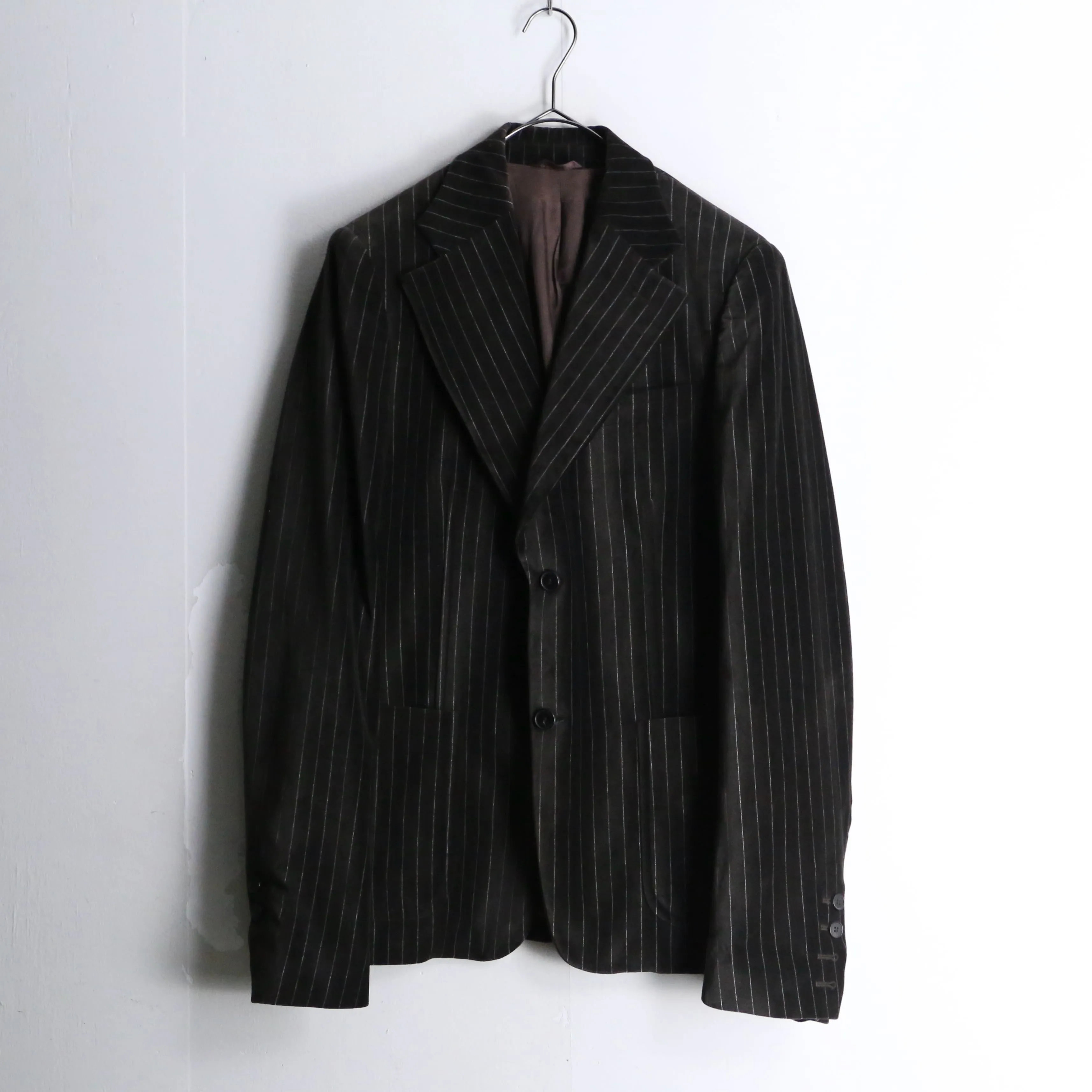 brown stripe velour single tailored jacket