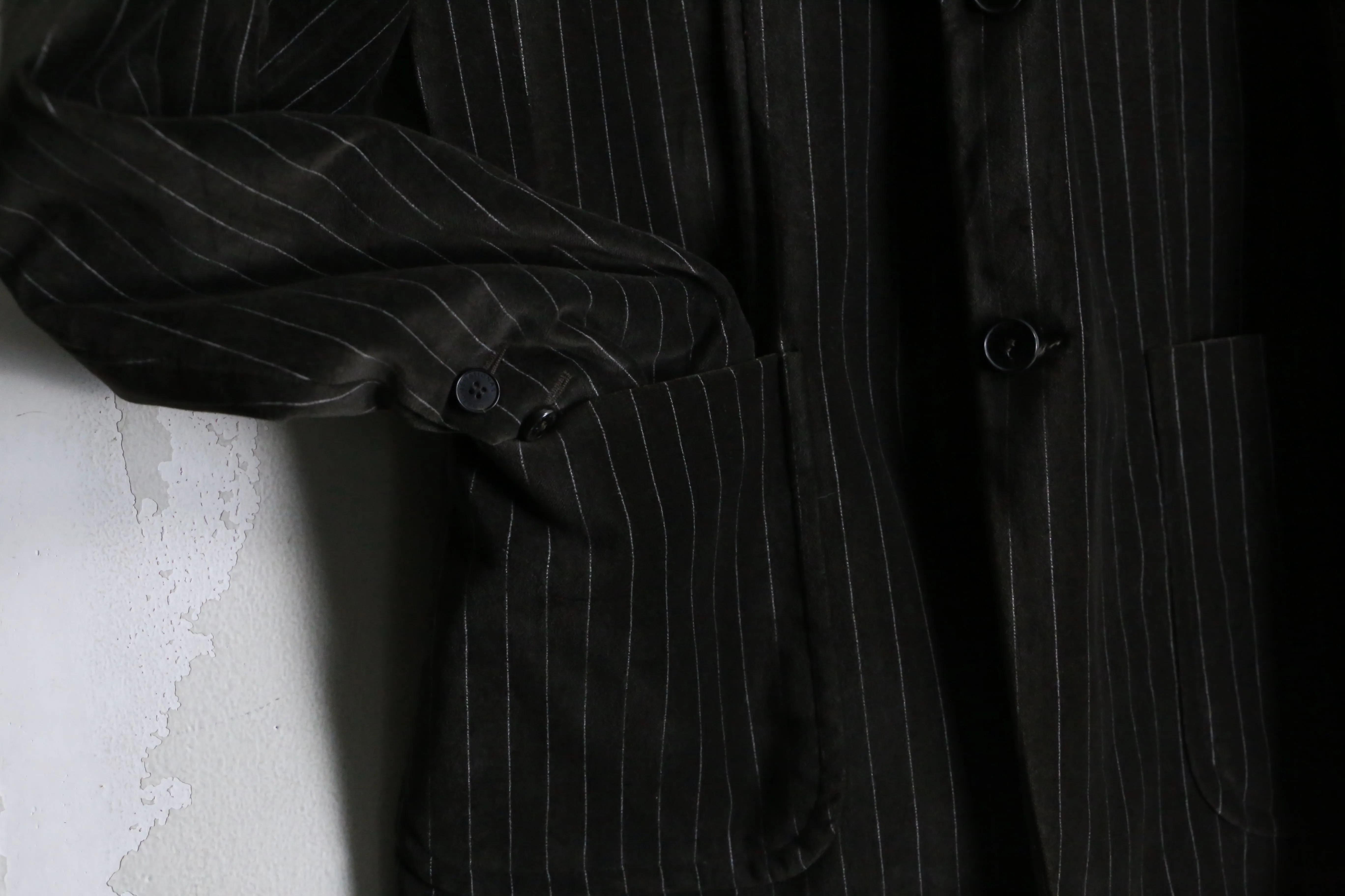 brown stripe velour single tailored jacket