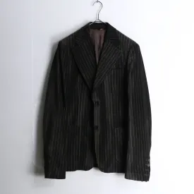 brown stripe velour single tailored jacket
