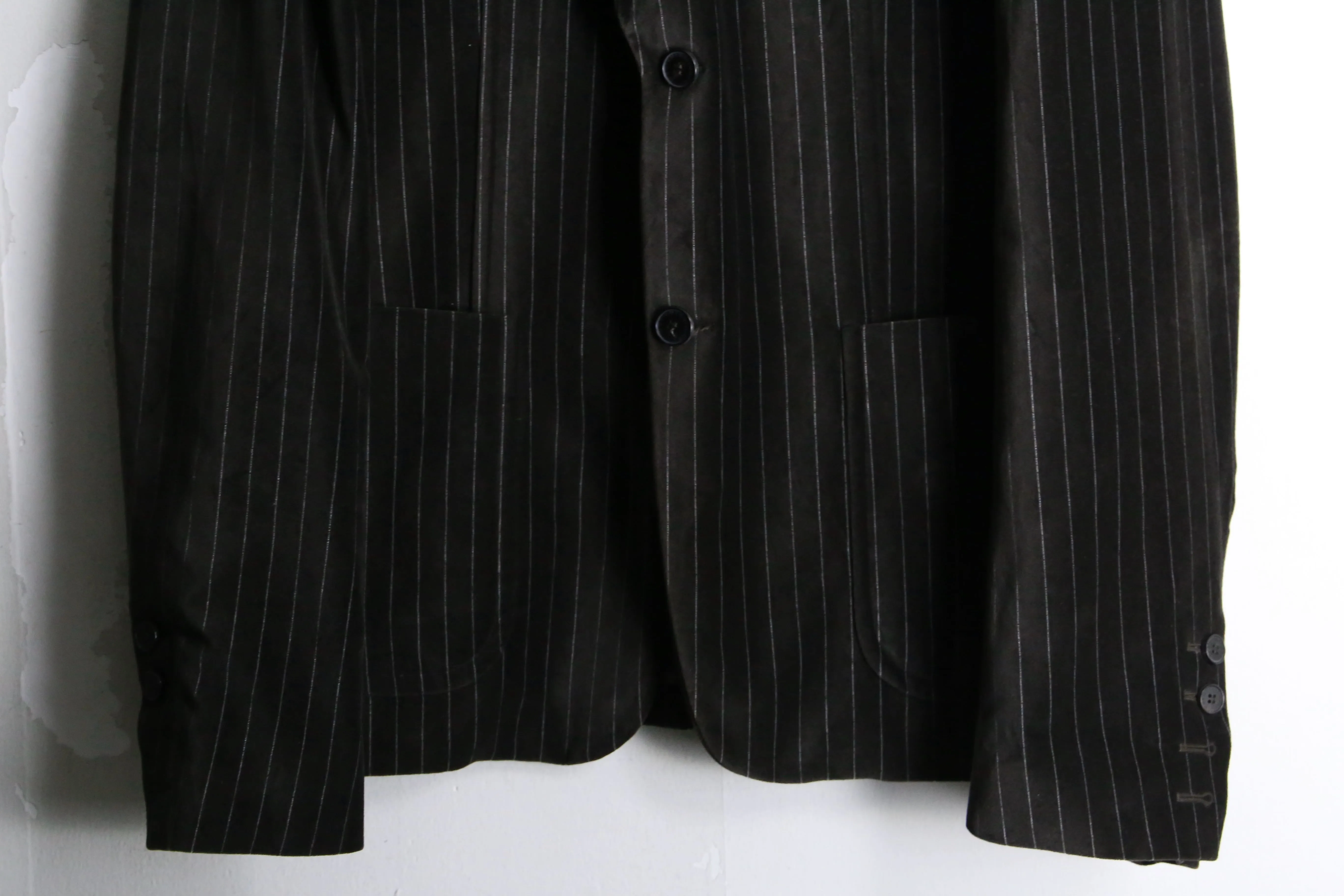 brown stripe velour single tailored jacket