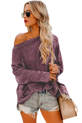 Burgundy Drop Shoulder Lightweight Knitwear
