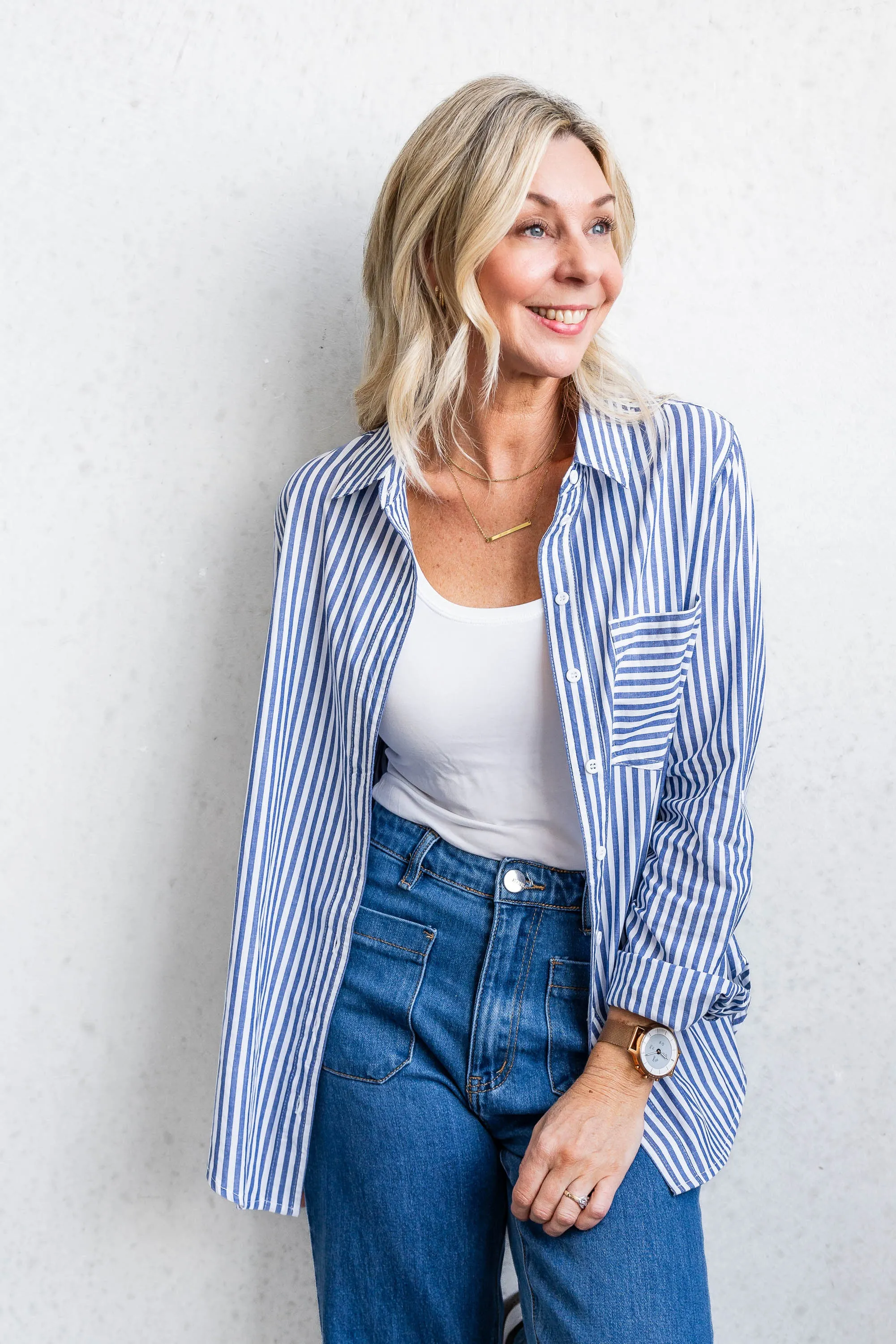 Camryn Shirt - Blue Stripe