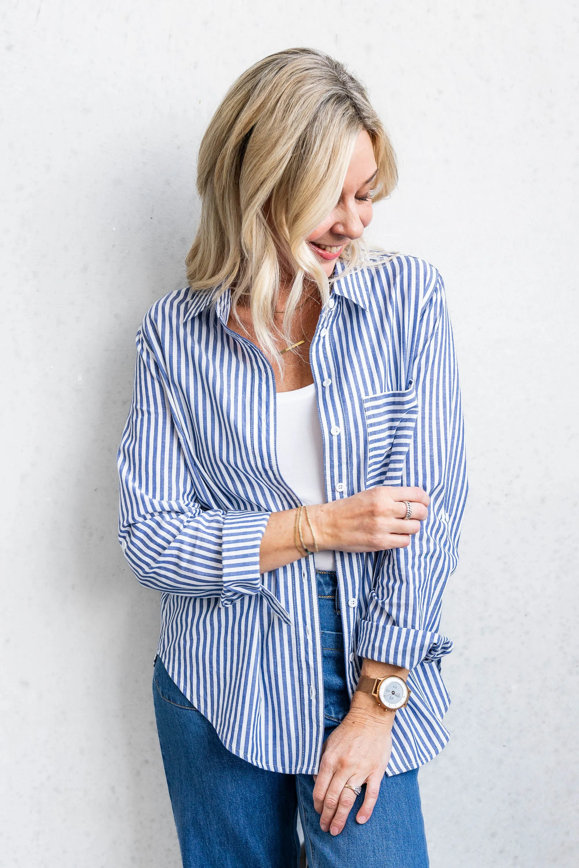 Camryn Shirt - Blue Stripe