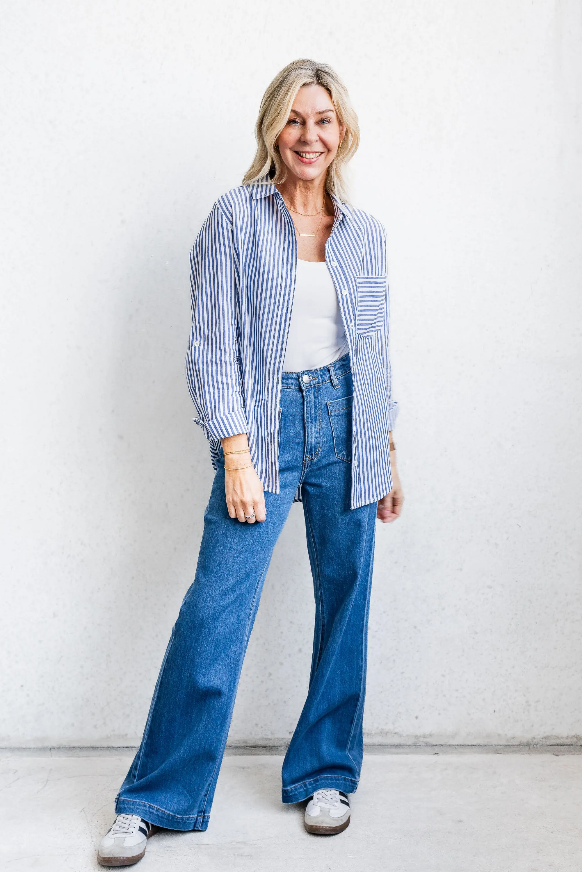 Camryn Shirt - Blue Stripe