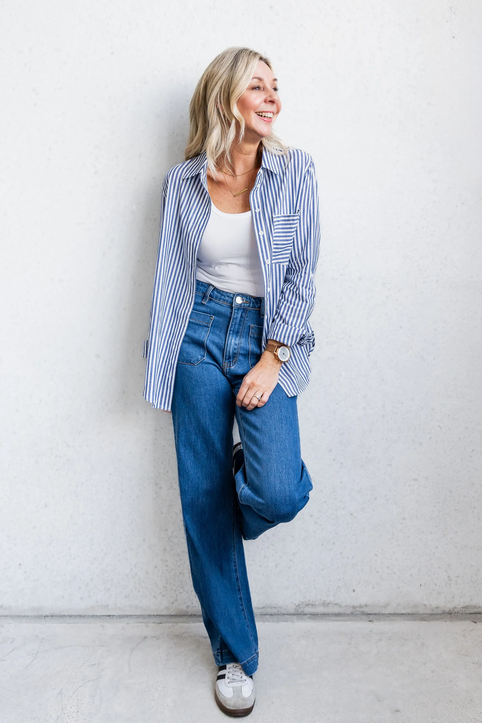 Camryn Shirt - Blue Stripe