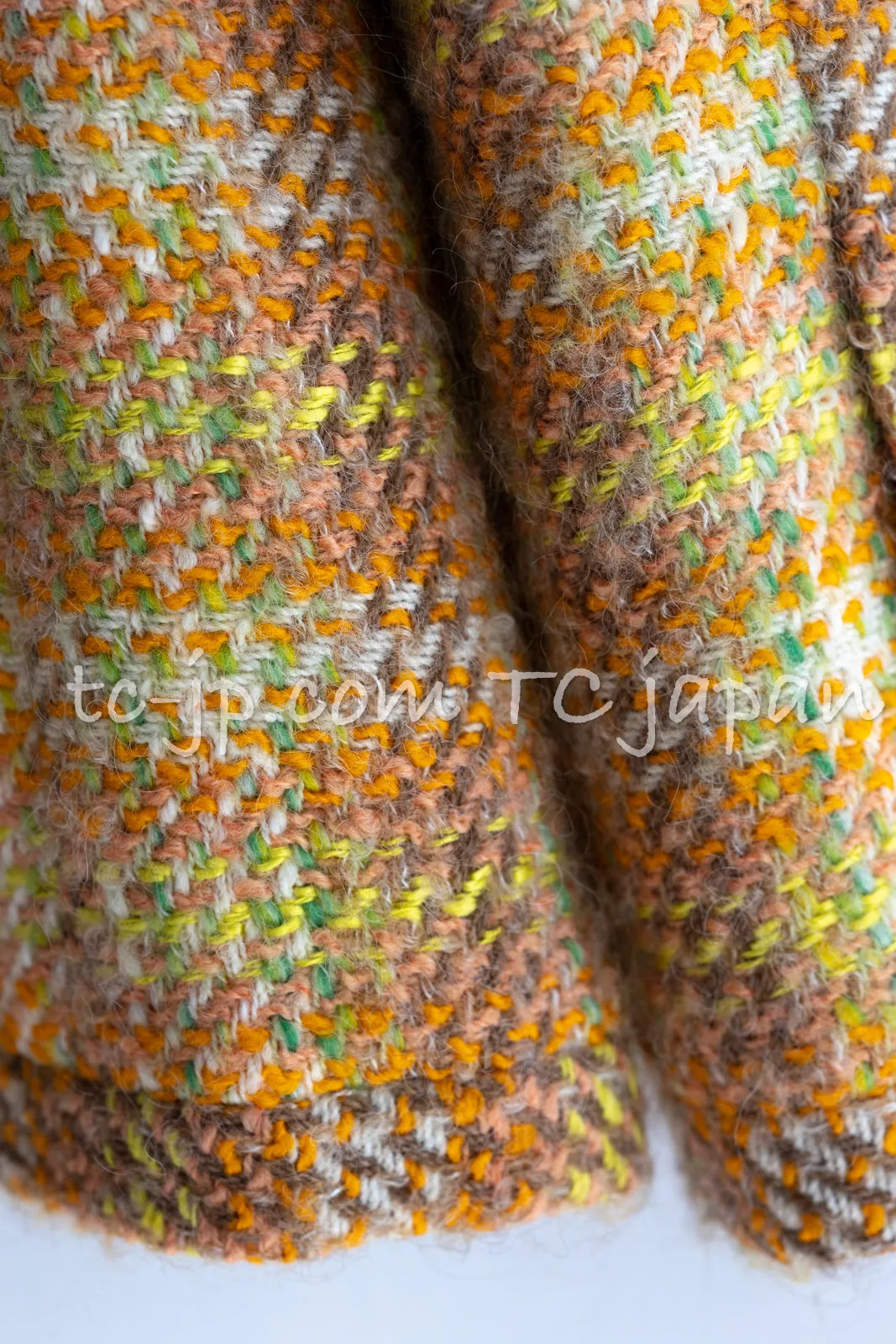 CHANEL 89A Vintage Orange Yellow Wool Tweed Jacket Coat 38 40 42 シャネル ヴィンテージ オレンジ イエロー ウール ツイード ジャケット コート 即発