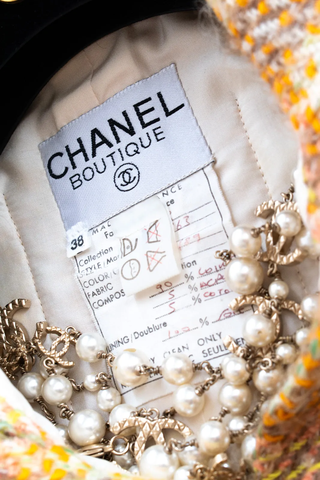 CHANEL 89A Vintage Orange Yellow Wool Tweed Jacket Coat 38 40 42 シャネル ヴィンテージ オレンジ イエロー ウール ツイード ジャケット コート 即発