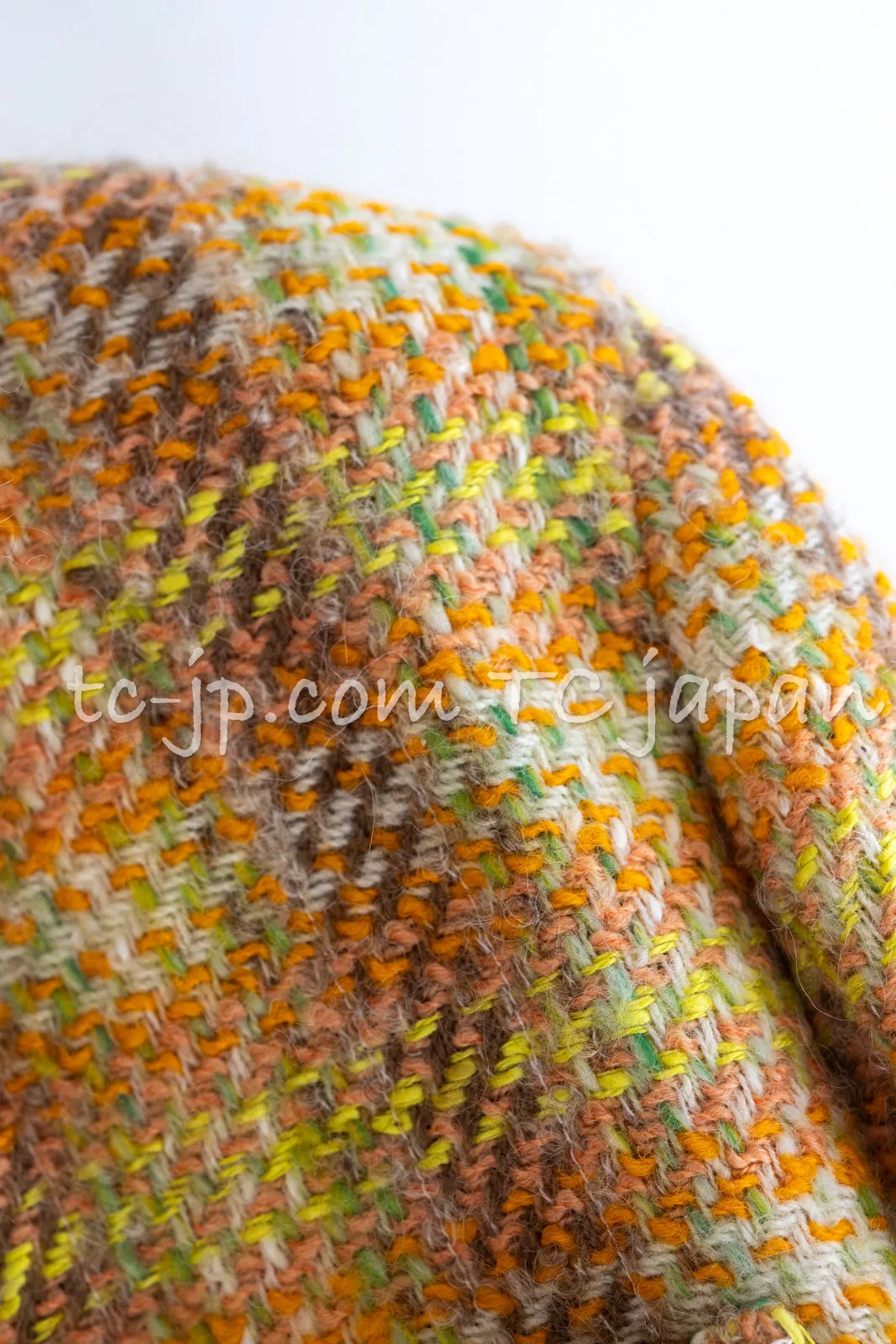 CHANEL 89A Vintage Orange Yellow Wool Tweed Jacket Coat 38 40 42 シャネル ヴィンテージ オレンジ イエロー ウール ツイード ジャケット コート 即発