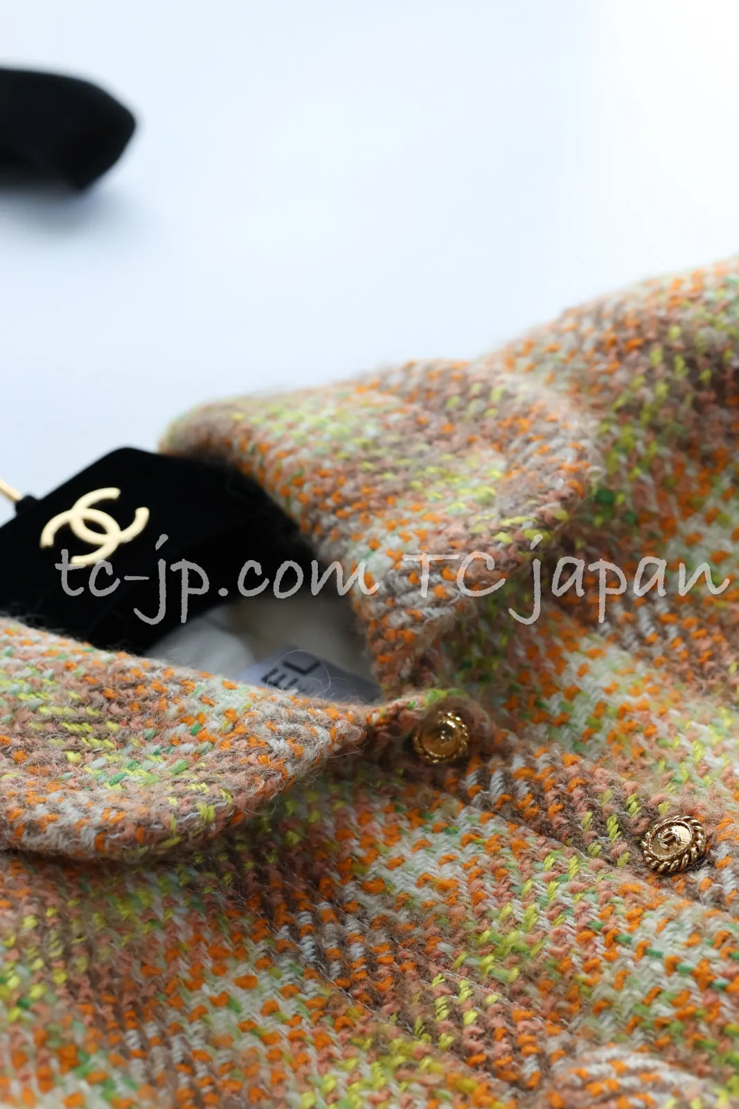 CHANEL 89A Vintage Orange Yellow Wool Tweed Jacket Coat 38 40 42 シャネル ヴィンテージ オレンジ イエロー ウール ツイード ジャケット コート 即発