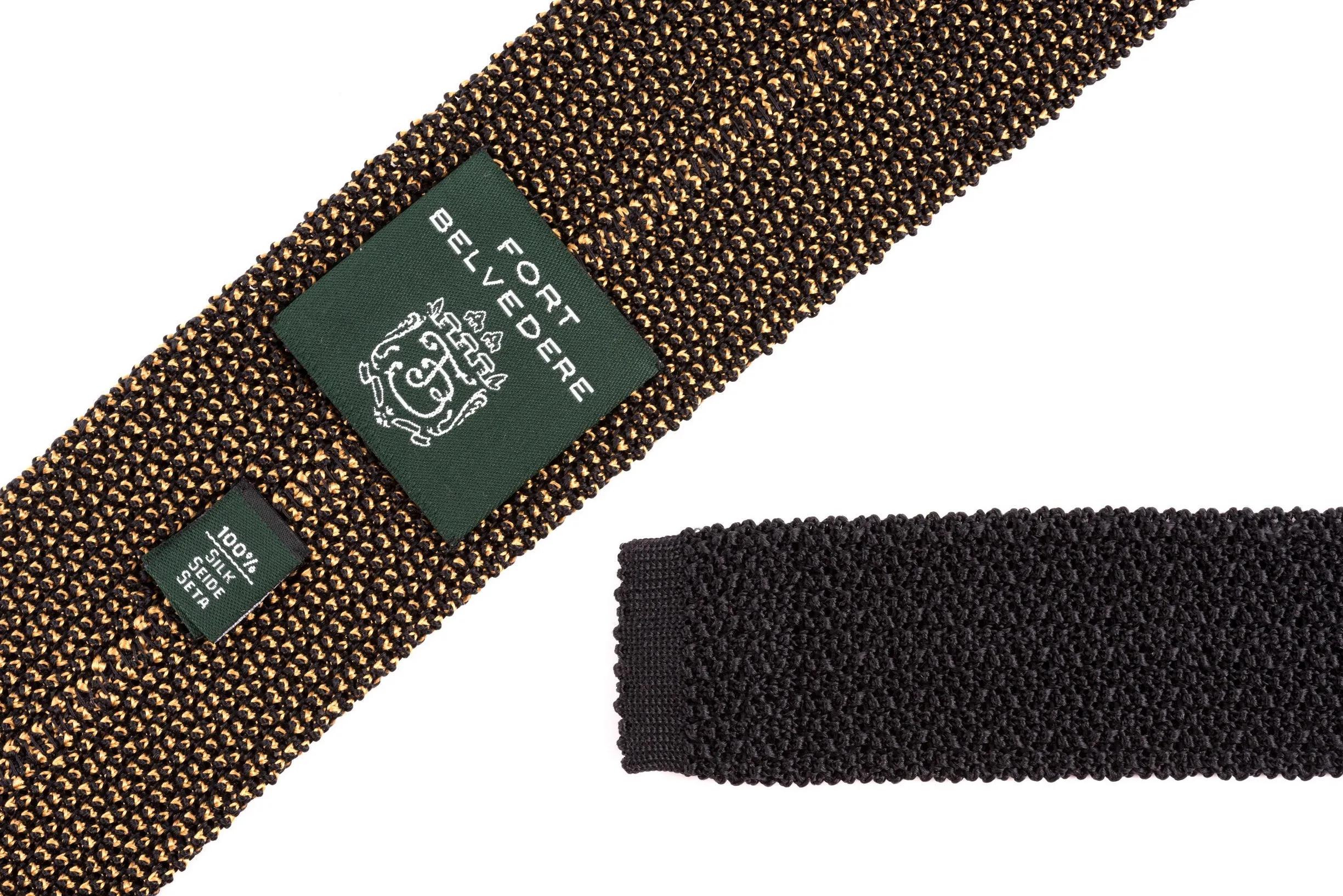 Charcoal & Cognac Two-Tone Silk Knit Tie