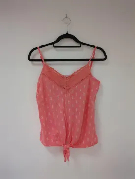 Coral pink pineapple cami top, Loststock, Size 12, M (Cotton)