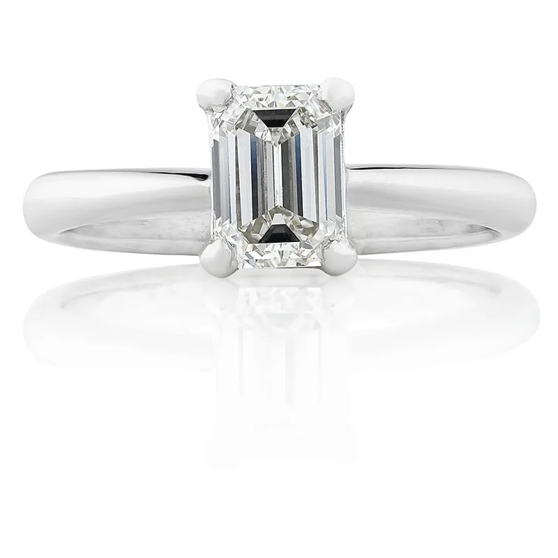 Emerald Cut Diamond Solitaire Engagement Ring