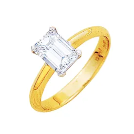 Emerald Cut Diamond Solitaire Engagement Ring