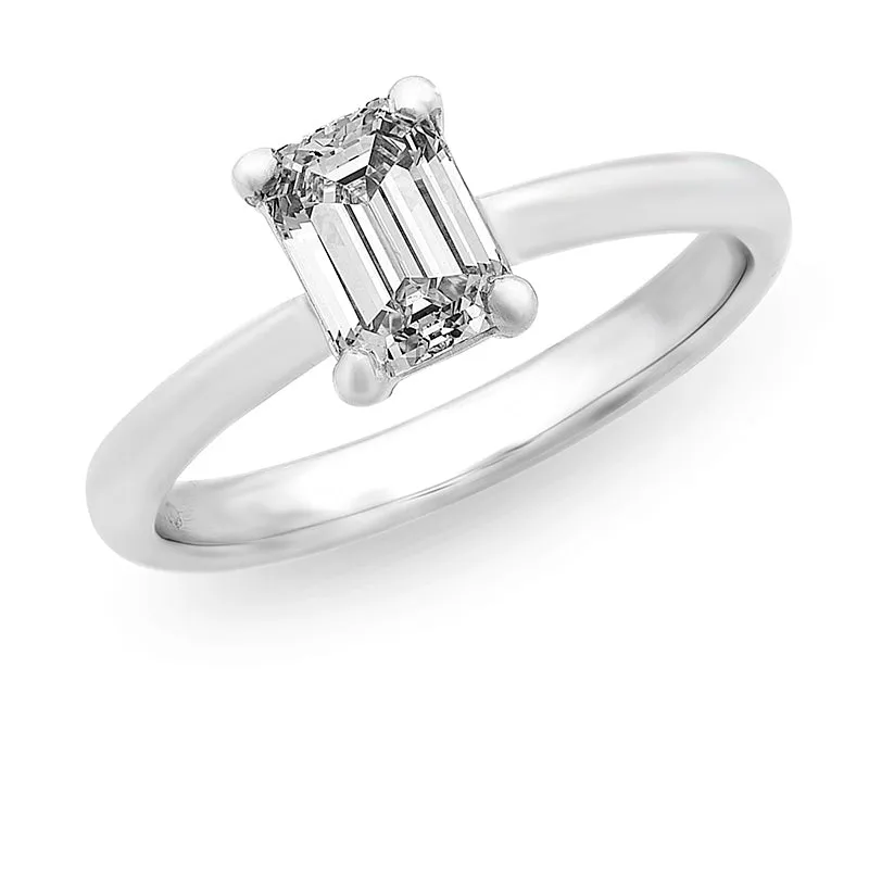 Emerald Cut Diamond Solitaire Engagement Ring