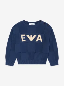 Emporio Armani Baby Boys Knitted Logo Jumper in Navy