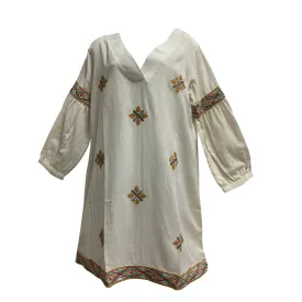 Ethnic Boho Classic style Embroidered Long Bishop Sleeve Short Mini jumper Midi Dress