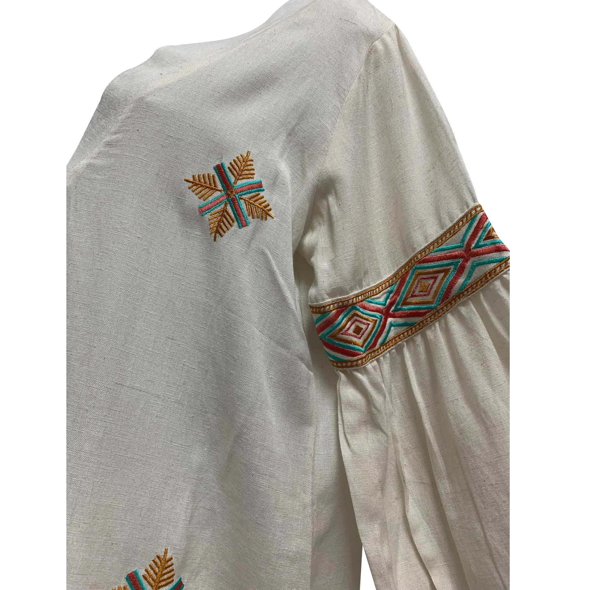 Ethnic Boho Classic style Embroidered Long Bishop Sleeve Short Mini jumper Midi Dress