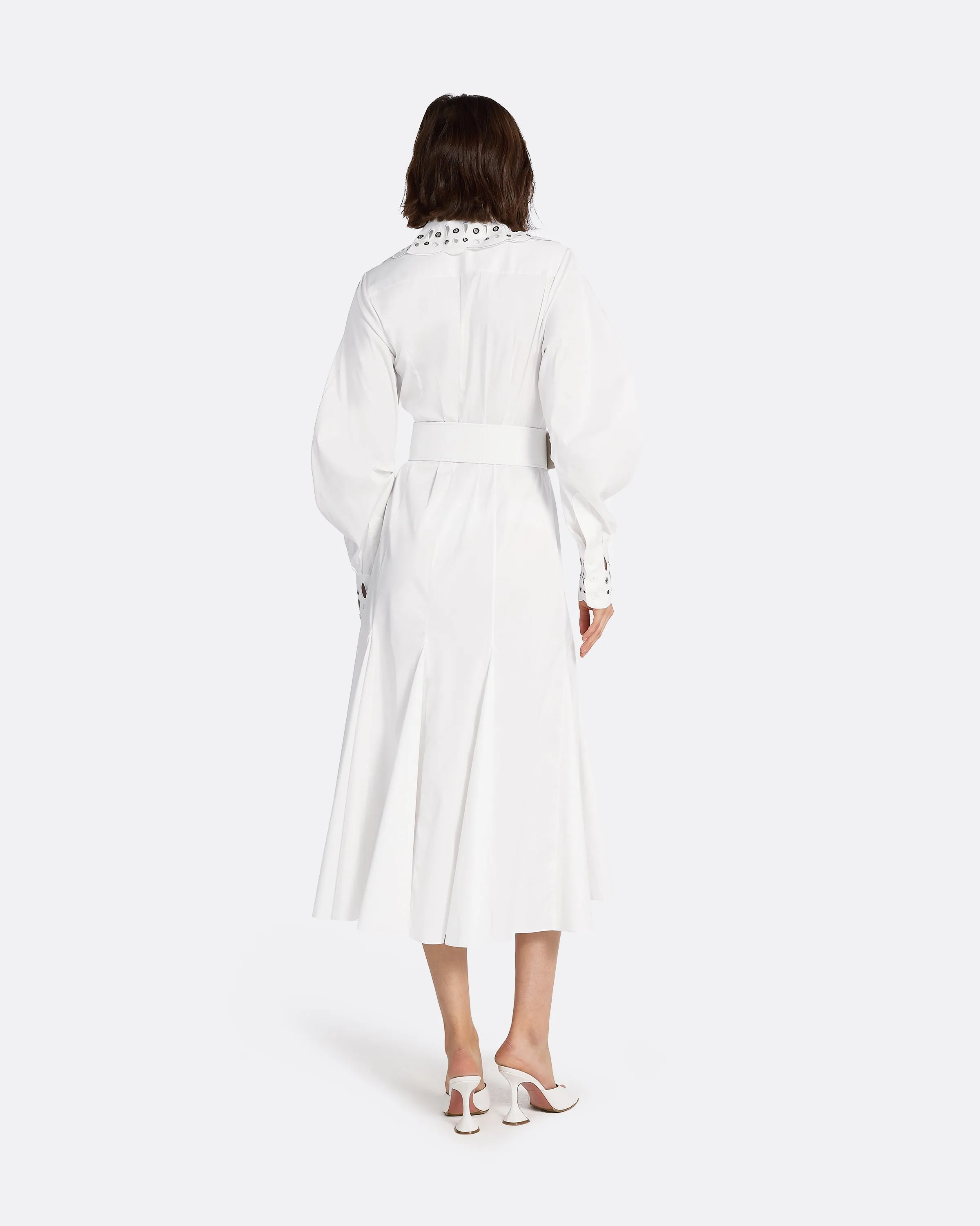 Evie Ivory Cotton & Silver Midi Dress