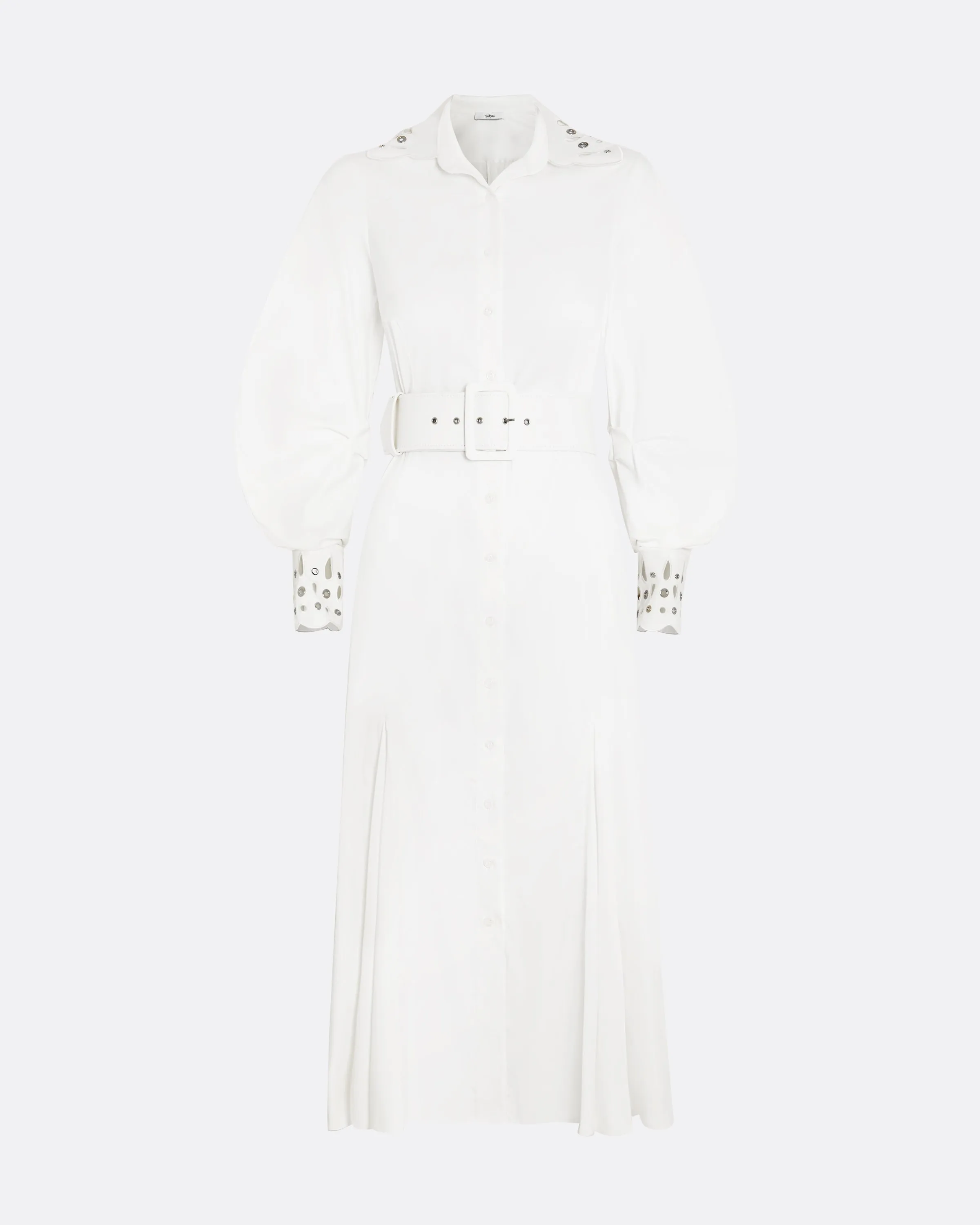 Evie Ivory Cotton & Silver Midi Dress
