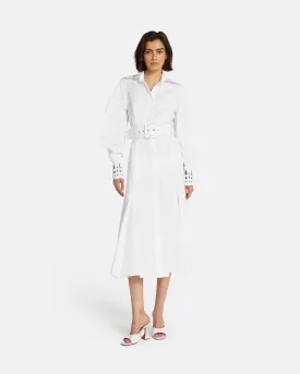 Evie Ivory Cotton & Silver Midi Dress
