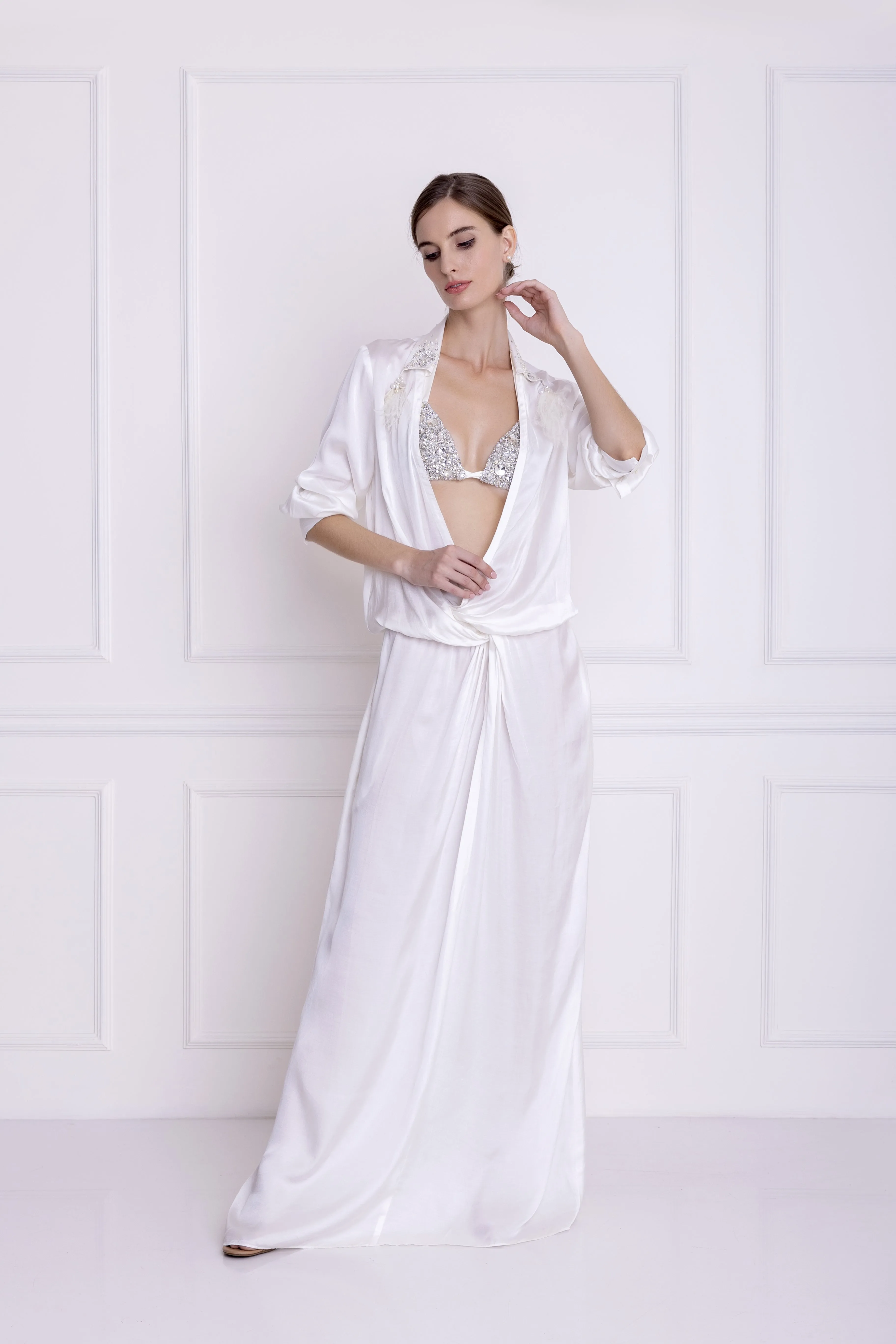 Floor length shirt gown