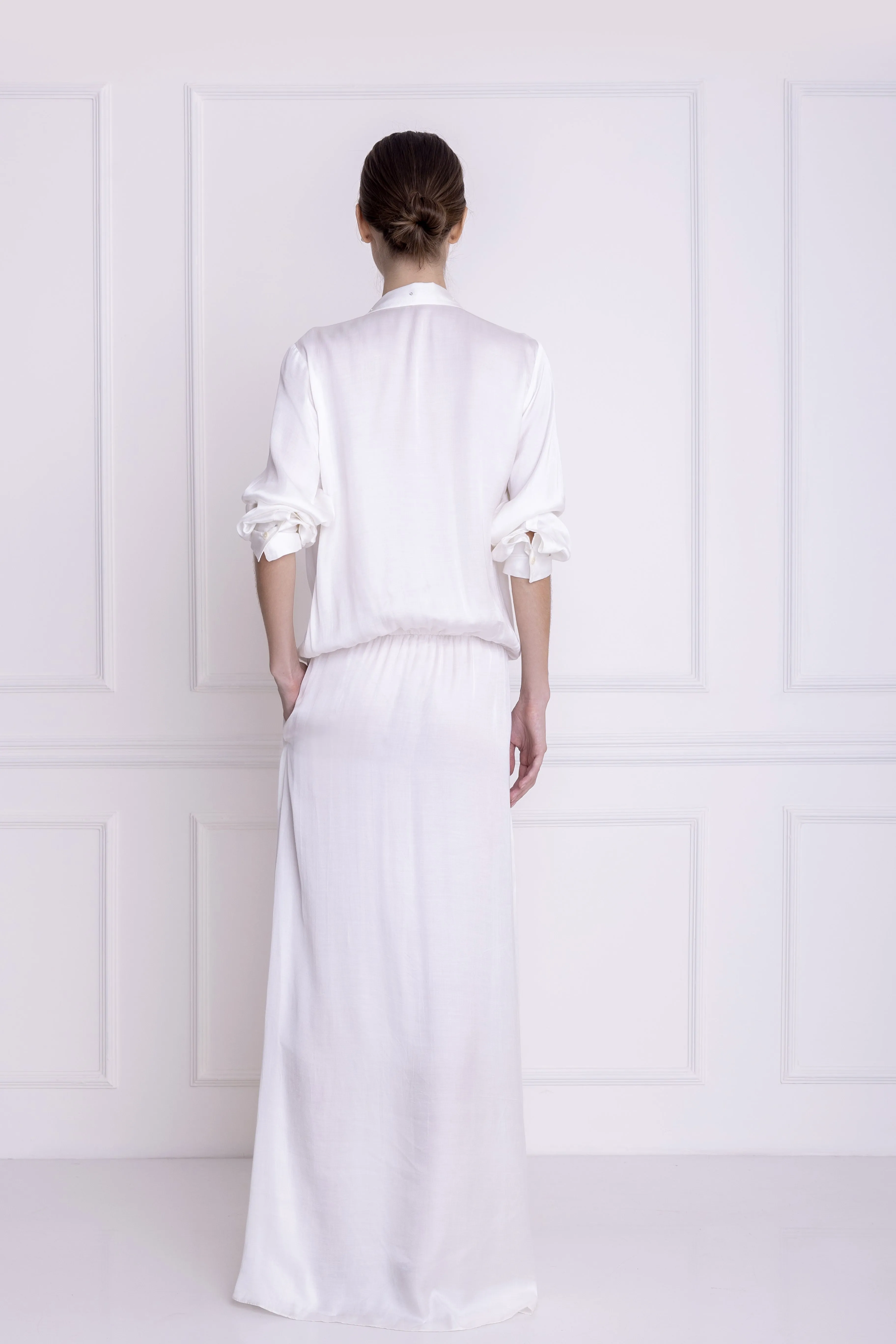 Floor length shirt gown