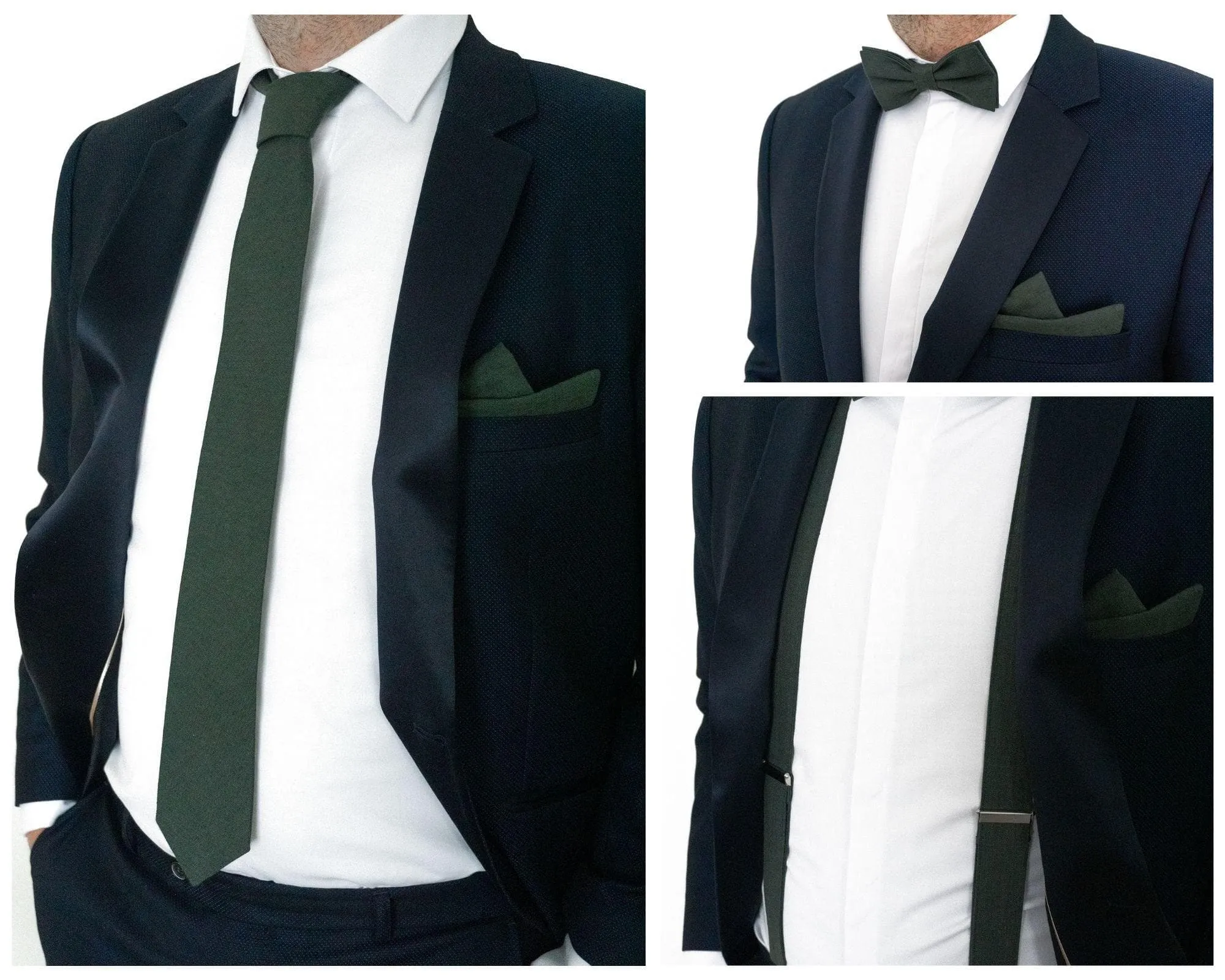 Forest Green Necktie Set for Groomsmen and Groom
