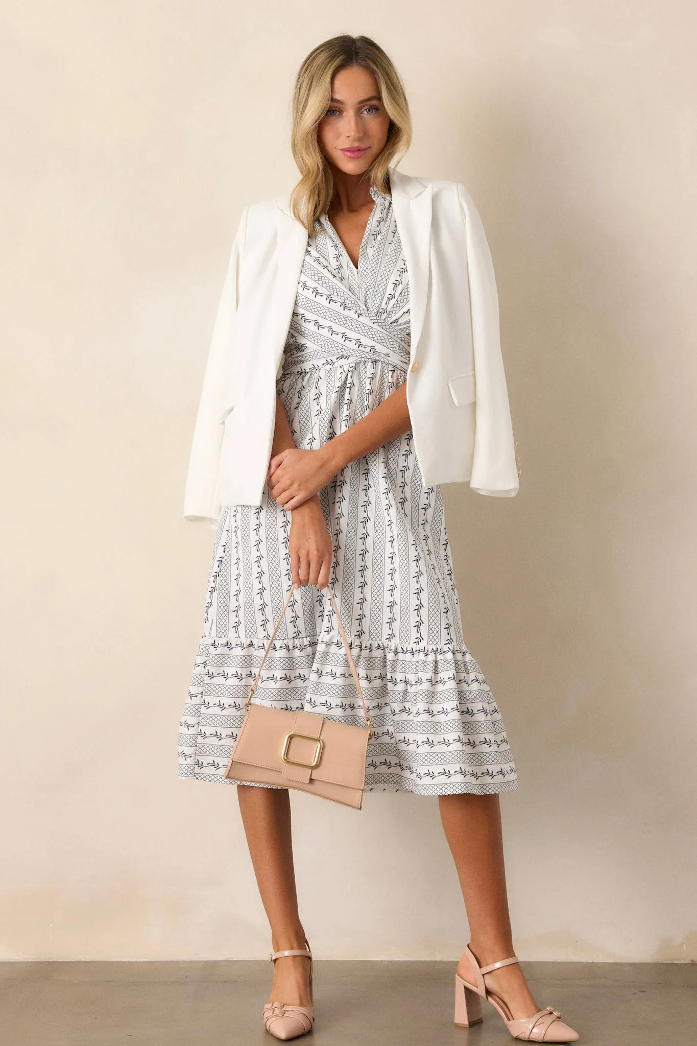 Girl On The Go Ivory Midi Shirt Dress