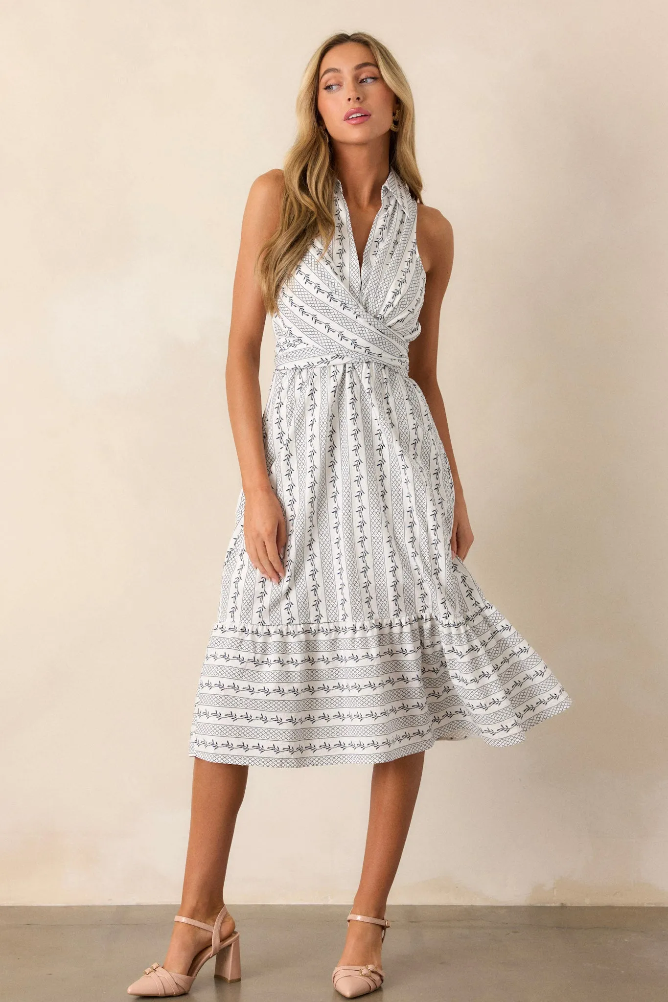 Girl On The Go Ivory Midi Shirt Dress