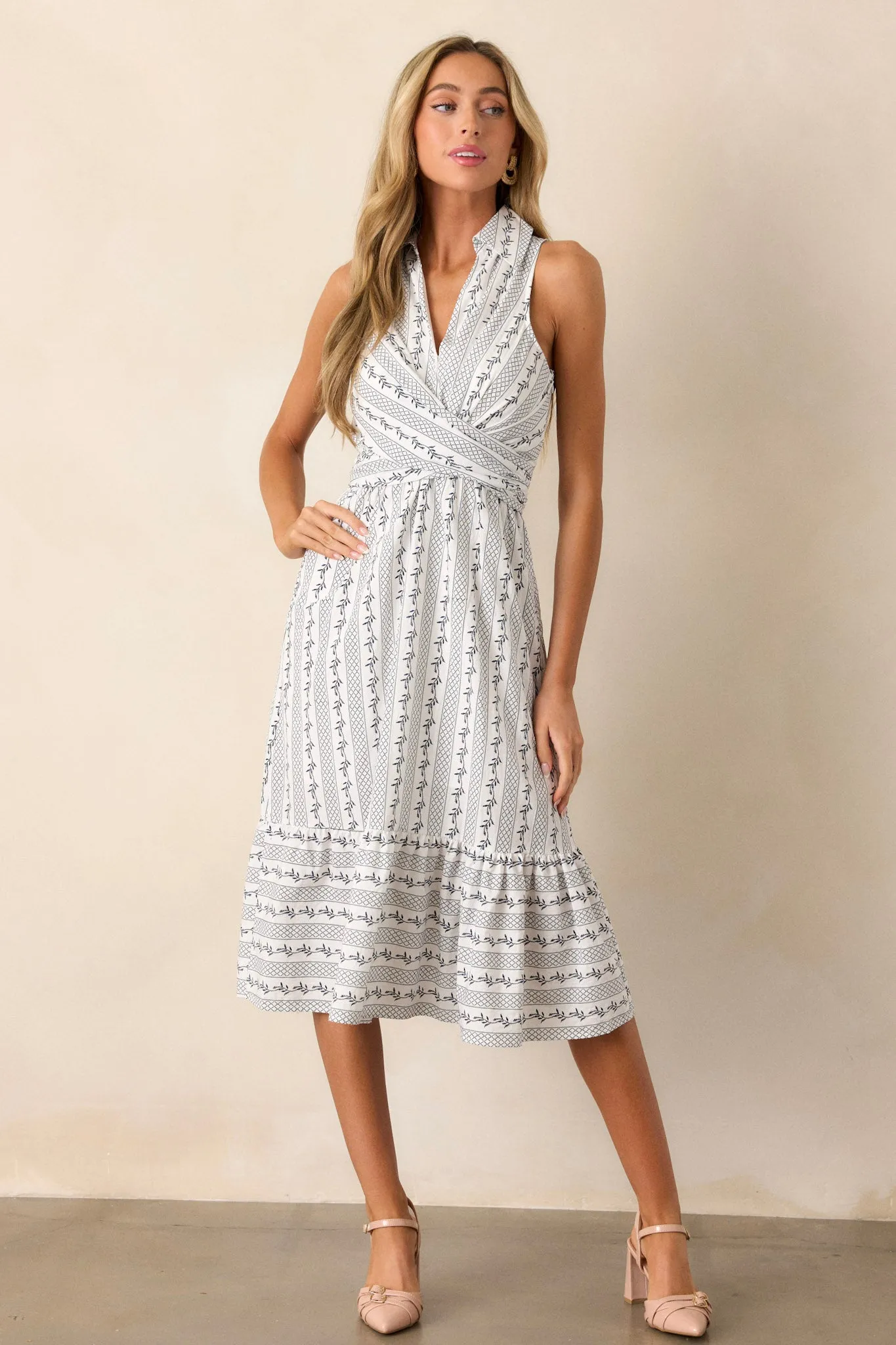 Girl On The Go Ivory Midi Shirt Dress