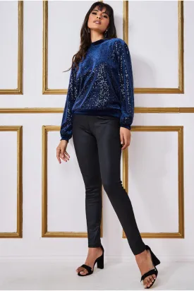 Goddiva Patterned Sequin Embroidered Velvet Jumper