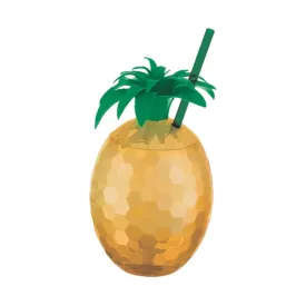 Gold Pineapple Plastic Cup & Straw 793ml