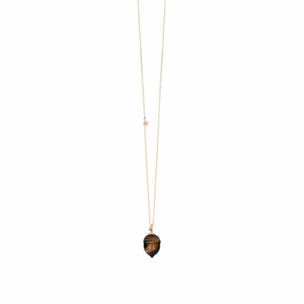 Golden Forest Acorn Pendant with Tiger Eye