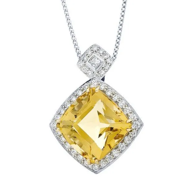'Halo' Citrine & Diamond Pendant   WPP27
