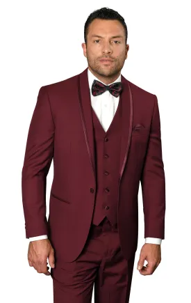 HAROLD BURGUNDY TAILORED FIT TUXEDO