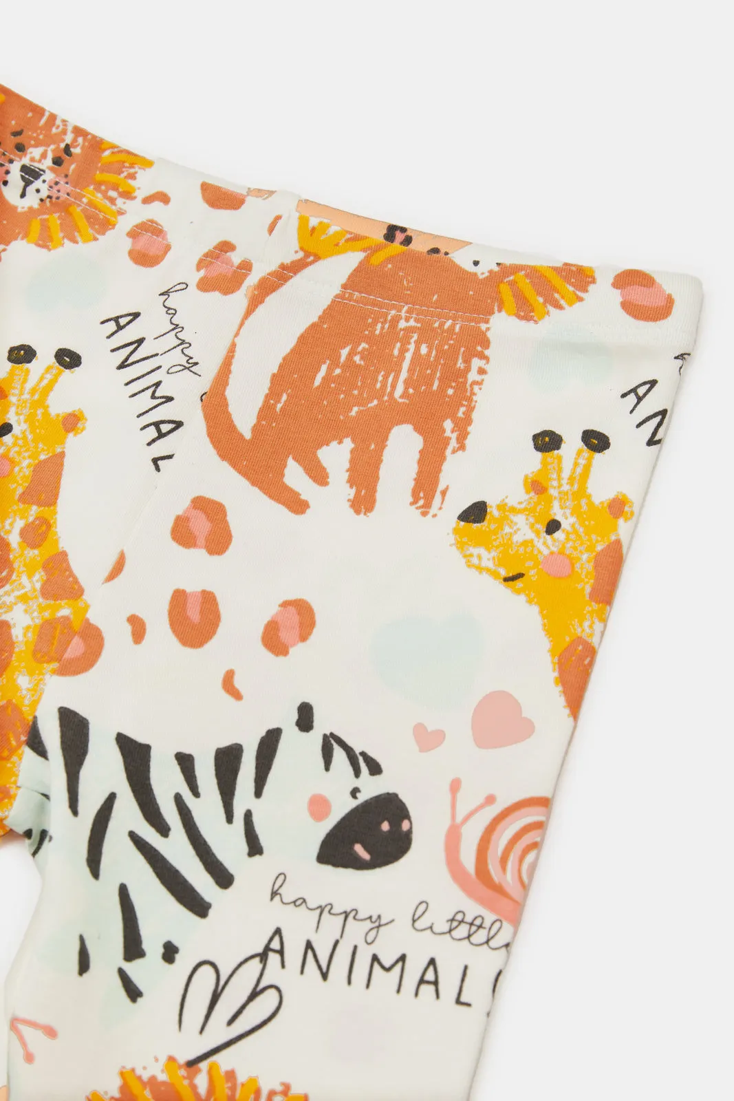 Infant Girls Ivory Animal Print Leggings