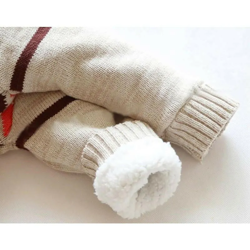Infant Winter Thick Fleece lined Reindeer Bodysuit