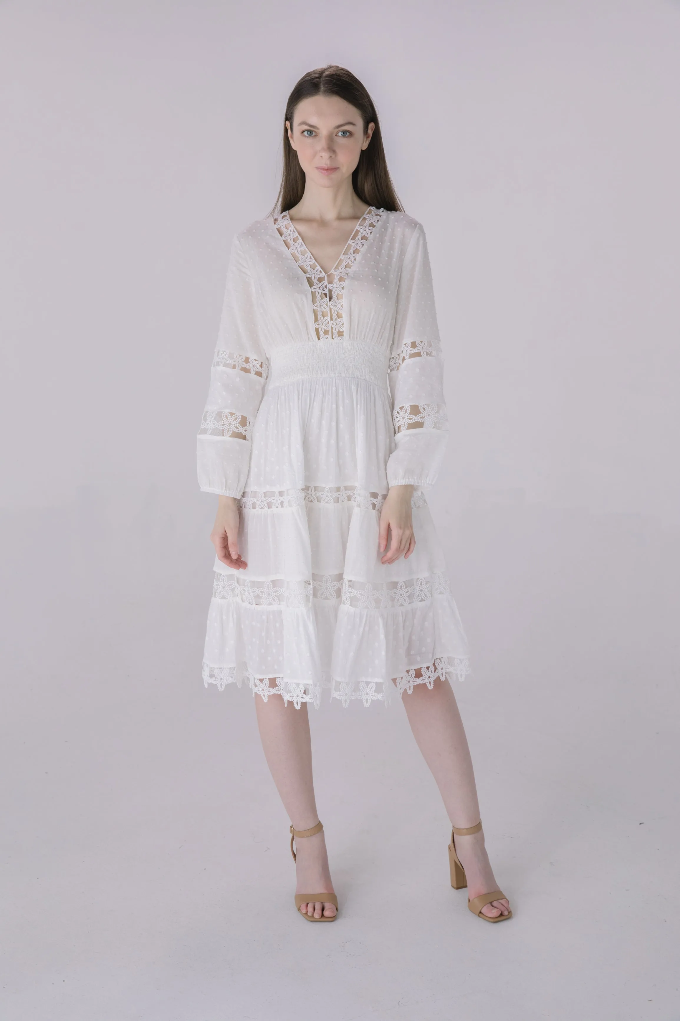 Ivory Starfish Lace Crochet Inset Mini Dress
