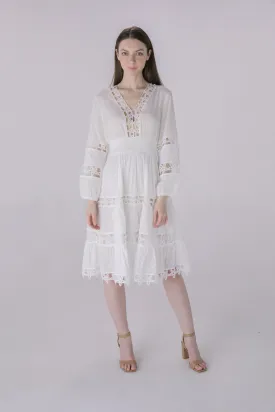 Ivory Starfish Lace Crochet Inset Mini Dress