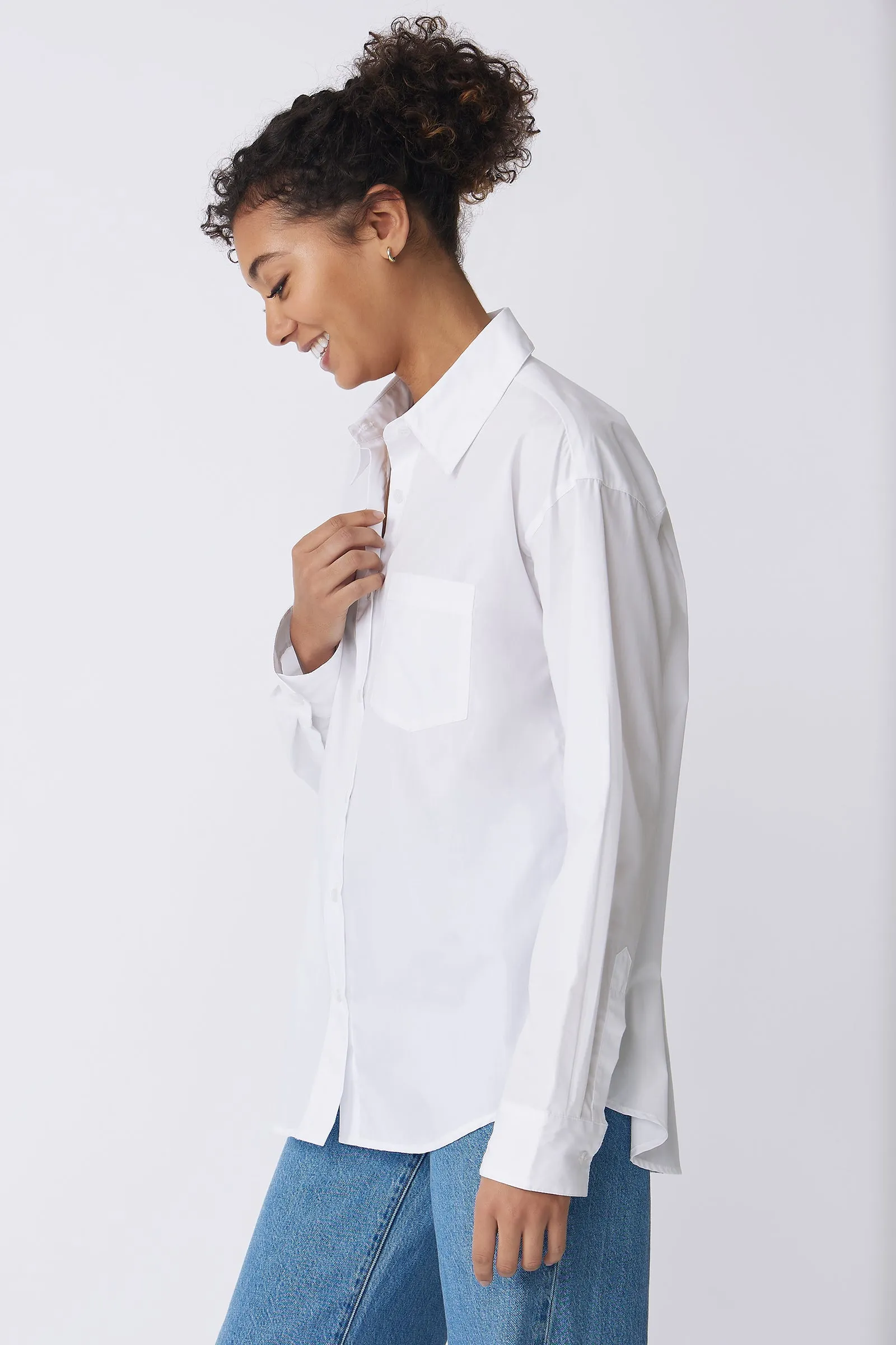 Joni Boyfriend Shirt - White Poplin
